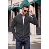 image:imageCOOFANDY Mens Zip Up Cardigan Sweater Slim Fit Casual Full Zip Sweaters Knit Stand Collar Cardigans with 2 Front PocketsDark Gray