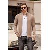 image:imageCOOFANDY Mens Zip Up Cardigan Sweater Slim Fit Casual Full Zip Sweaters Knit Stand Collar Cardigans with 2 Front PocketsDark Khaki