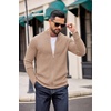 image:imageCOOFANDY Mens Zip Up Cardigan Sweater Slim Fit Casual Full Zip Sweaters Knit Stand Collar Cardigans with 2 Front PocketsDark Khaki