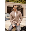 image:imageCOOFANDY Mens Zip Up Cardigan Sweater Slim Fit Casual Full Zip Sweaters Knit Stand Collar Cardigans with 2 Front PocketsDark Khaki