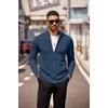 image:imageCOOFANDY Mens Zip Up Cardigan Sweater Slim Fit Casual Full Zip Sweaters Knit Stand Collar Cardigans with 2 Front PocketsDeep Blue