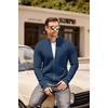 image:imageCOOFANDY Mens Zip Up Cardigan Sweater Slim Fit Casual Full Zip Sweaters Knit Stand Collar Cardigans with 2 Front PocketsDeep Blue