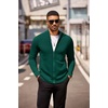 image:imageCOOFANDY Mens Zip Up Cardigan Sweater Slim Fit Casual Full Zip Sweaters Knit Stand Collar Cardigans with 2 Front PocketsGreen