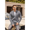 image:imageCOOFANDY Mens Zip Up Cardigan Sweater Slim Fit Casual Full Zip Sweaters Knit Stand Collar Cardigans with 2 Front PocketsGrey