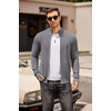 image:imageCOOFANDY Mens Zip Up Cardigan Sweater Slim Fit Casual Full Zip Sweaters Knit Stand Collar Cardigans with 2 Front PocketsGrey
