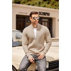 image:imageCOOFANDY Mens Zip Up Cardigan Sweater Slim Fit Casual Full Zip Sweaters Knit Stand Collar Cardigans with 2 Front PocketsKhaki