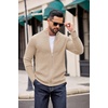 image:imageCOOFANDY Mens Zip Up Cardigan Sweater Slim Fit Casual Full Zip Sweaters Knit Stand Collar Cardigans with 2 Front PocketsKhaki