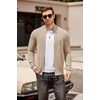 image:imageCOOFANDY Mens Zip Up Cardigan Sweater Slim Fit Casual Full Zip Sweaters Knit Stand Collar Cardigans with 2 Front PocketsKhaki