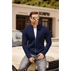 image:imageCOOFANDY Mens Zip Up Cardigan Sweater Slim Fit Casual Full Zip Sweaters Knit Stand Collar Cardigans with 2 Front PocketsNavy Blue