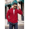 image:imageCOOFANDY Mens Zip Up Cardigan Sweater Slim Fit Casual Full Zip Sweaters Knit Stand Collar Cardigans with 2 Front PocketsRed
