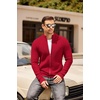 image:imageCOOFANDY Mens Zip Up Cardigan Sweater Slim Fit Casual Full Zip Sweaters Knit Stand Collar Cardigans with 2 Front PocketsRed