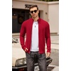 image:imageCOOFANDY Mens Zip Up Cardigan Sweater Slim Fit Casual Full Zip Sweaters Knit Stand Collar Cardigans with 2 Front PocketsRed