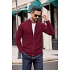 image:imageCOOFANDY Mens Zip Up Cardigan Sweater Slim Fit Casual Full Zip Sweaters Knit Stand Collar Cardigans with 2 Front PocketsWine Red