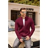 image:imageCOOFANDY Mens Zip Up Cardigan Sweater Slim Fit Casual Full Zip Sweaters Knit Stand Collar Cardigans with 2 Front PocketsWine Red