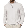 image:imageCOOFANDY Men Quarter Zip Pullover Long Sleeve Quilted Sweatshirt Waffle Casual Collared Sweatshirts Mock Neck Winter PoloWhite
