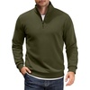 image:imageCOOFANDY Men Quarter Zip Up Pullover Lightweight Mock Neck Sweatshirt Casual Active Long Sleeve Polo ShirtArmy Green
