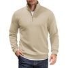 image:imageCOOFANDY Men Quarter Zip Up Pullover Lightweight Mock Neck Sweatshirt Casual Active Long Sleeve Polo ShirtKhaki