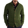 image:imageCOOFANDY Mens Cardigan Sweater Slim Fit Stand Collar Cardigan Casual Cable Knitted Button Down Sweater with PocketsArmy Green
