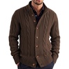 image:imageCOOFANDY Mens Cardigan Sweater Slim Fit Stand Collar Cardigan Casual Cable Knitted Button Down Sweater with PocketsCoffee Brown