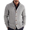 image:imageCOOFANDY Mens Cardigan Sweater Slim Fit Stand Collar Cardigan Casual Cable Knitted Button Down Sweater with PocketsGrey