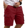 image:imageCOOFANDY Mens Cargo Cotton Twill Cargo Shorts Drawstring Stretch Elastic Waist Casual Work Short with 5 PocketsRed