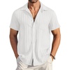 image:imageCOOFANDY Mens Casual Button Down Shirts Short Sleeve Textured Summer Beach Shirt with PocketAwhite