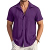 image:imageCOOFANDY Mens Casual Button Down Shirts Short Sleeve Textured Summer Beach Shirt with PocketPurple