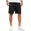 image:imageCOOFANDY Mens Casual Linen Shorts Elastic Waist Drawstring Loose Fit Summer Beach Vacation Shorts with PocketsBlack