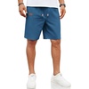 image:imageCOOFANDY Mens Casual Linen Shorts Elastic Waist Drawstring Loose Fit Summer Beach Vacation Shorts with PocketsDark Blue