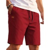 image:imageCOOFANDY Mens Casual Shorts 9 Cotton Drawstring Elastic Waist Lightweight Summer Beach Shorts with PocketsRed
