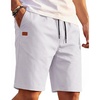 image:imageCOOFANDY Mens Casual Shorts 9 Cotton Drawstring Elastic Waist Lightweight Summer Beach Shorts with PocketsWhite