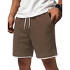 image:imageCOOFANDY Mens Casual Shorts Cotton Drawstring 79 inch Waffle Shorts Stretch Elastic Waist Summer Beach Lounge Sweat ShortsBrown