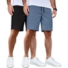 image:imageCOOFANDY Mens Casual Shorts Cotton Elastic Waist Drawstring Shorts Lightweight Summer Beach Shorts2 Pack  Black  Denim Blue