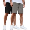 image:imageCOOFANDY Mens Casual Shorts Cotton Elastic Waist Drawstring Shorts Lightweight Summer Beach Shorts2 Pack  Dark Grey  Black