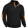image:imageCOOFANDY Mens Corduroy Sweatshirt Long Sleeve Pullover Quarter Button Fall Sweat ShirtsBlack