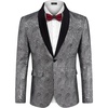 image:imageCOOFANDY Mens Floral Tuxedo Jacket Paisley Shawl Lapel Suit Blazer Jacket for DinnerPromWeddingSilver