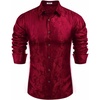 image:imageCOOFANDY Mens Floral Winje Red Printed Long Sleeve Dress Shirts Prom Wedding Party Button Down Shirts