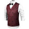 image:imageCOOFANDY Mens Halloween Victorian Vest Steampunk Double Breasted Suit Vest Slim Fit Brocade Paisley Floral WaistcoatRed