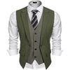 image:imageCOOFANDY Mens Layered Suit Vest Business Dress Vests Formal Wedding Waistcoat Slim FitArmy Green