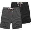 image:imageCOOFANDY Mens Linen Shorts Casual 9 7 Elastic Waist Drawstring Summer Beach ShortsBlack Dark Grey