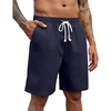 image:imageCOOFANDY Mens Linen Shorts Casual Drawstring Elastic Waist Lightweight Summer Vacation Beach ShortsNavy Blue