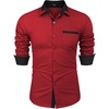 image:imageCOOFANDY Mens Long Sleeve Dress Shirt Plaid Collar Casual Button Down ShirtsRedBlack