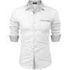 image:imageCOOFANDY Mens Long Sleeve Dress Shirt Plaid Collar Casual Button Down ShirtsWhiteGrey