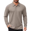 image:imageCOOFANDY Mens Long Sleeve Polo Shirts Business Casual Collared Shirts Work Office Top Lightweight Button Golf ShirtBrown Gray
