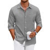 image:imageCOOFANDY Mens Oxford Shirt Long Sleeve Casual Button Down Shirts Regular Fit Dress ShirtsLight Grey