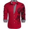 image:imageCOOFANDY Mens Print Button Down Dress Shirt Fashion Long Sleeve Casual ShirtsRed