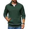 image:imageCOOFANDY Mens Quarter Zip Pullover Fleece Lined Sweatshirts Long Sleeve Mock Neck Sweater with PocketDark Green