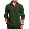 image:imageCOOFANDY Mens Quarter Zip Pullover Lightweight Sweater Casual Long Sleeve Corduroy Half Zip SweatshirtArmy Green