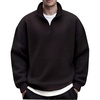 image:imageCOOFANDY Mens Quarter Zip Pullover Long Sleeve Waffle Quilted Sweatshirt Casual Polo Sweaters with PocketBlack