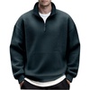 image:imageCOOFANDY Mens Quarter Zip Pullover Long Sleeve Waffle Quilted Sweatshirt Casual Polo Sweaters with PocketLake Green